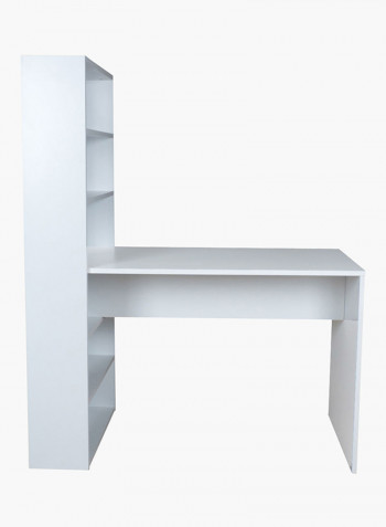 Multi-Shelf Bookcase With Study Desk White 128centimeter