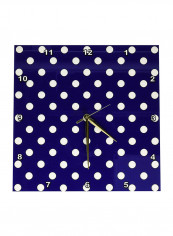 Polka Dot Pattern Wall Clock Blue/White 13 x 13inch