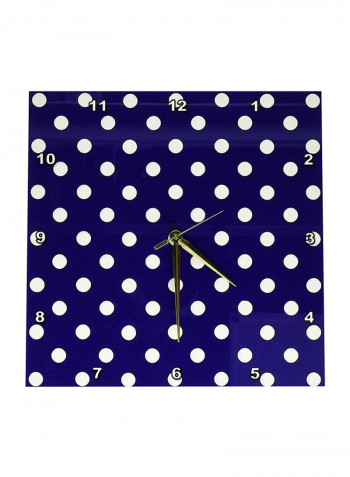 Polka Dot Pattern Wall Clock Blue/White 13 x 13inch
