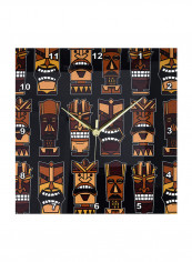 Tiki Mask Printed Wall Clock Multicolour 13 x 13inch