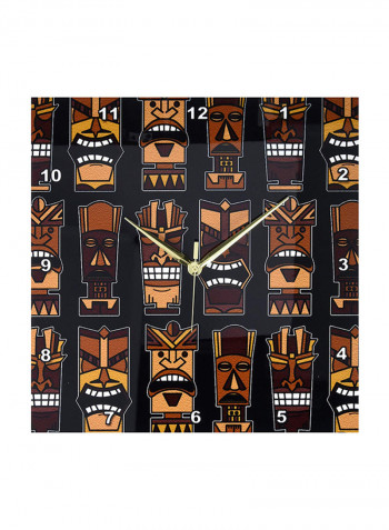 Tiki Mask Printed Wall Clock Multicolour 13 x 13inch