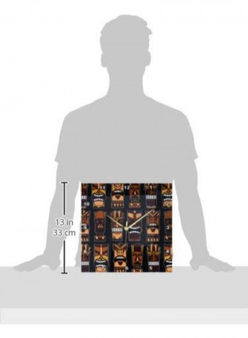 Tiki Mask Printed Wall Clock Multicolour 13 x 13inch