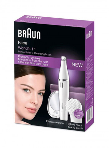 Face 830 Premium Edition Facial Epilator And Cleansing Brush With Micro-Oscillations White/Silver