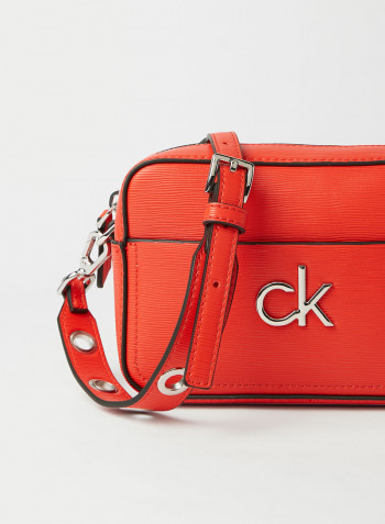 Textured Crossbody Bag Vibrant Coral
