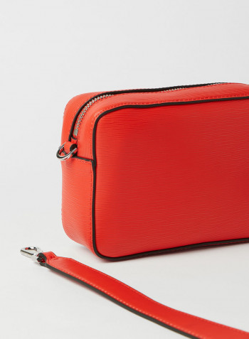 Textured Crossbody Bag Vibrant Coral