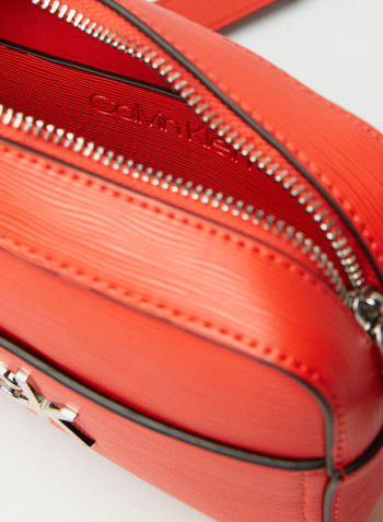 Textured Crossbody Bag Vibrant Coral