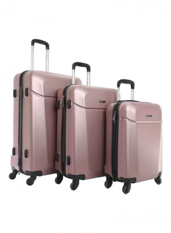 Hardside 3 Piece Luggage Trolley Set Rose Gold