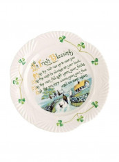 Harp Blessing Decorative Plate White/Green/Beige 9inch