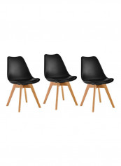 Set Of 3 Classic Style Dining Chair Black/Beige 56x82x48cm