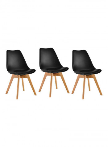 Set Of 3 Classic Style Dining Chair Black/Beige 56x82x48cm