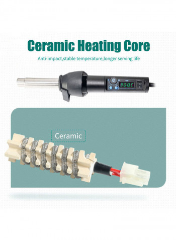 Portable Hot Air Gun with 8 Nozzles Ceramic Heating Core LED Digital Display Air Flow Temperature Adjustable EU Plug 220V 650W