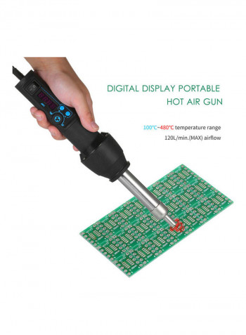 Portable Hot Air Gun with 8 Nozzles Ceramic Heating Core LED Digital Display Air Flow Temperature Adjustable US Plug 110V 650W