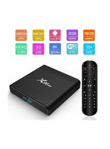 TV Set Top Box With Remote X96 Black
