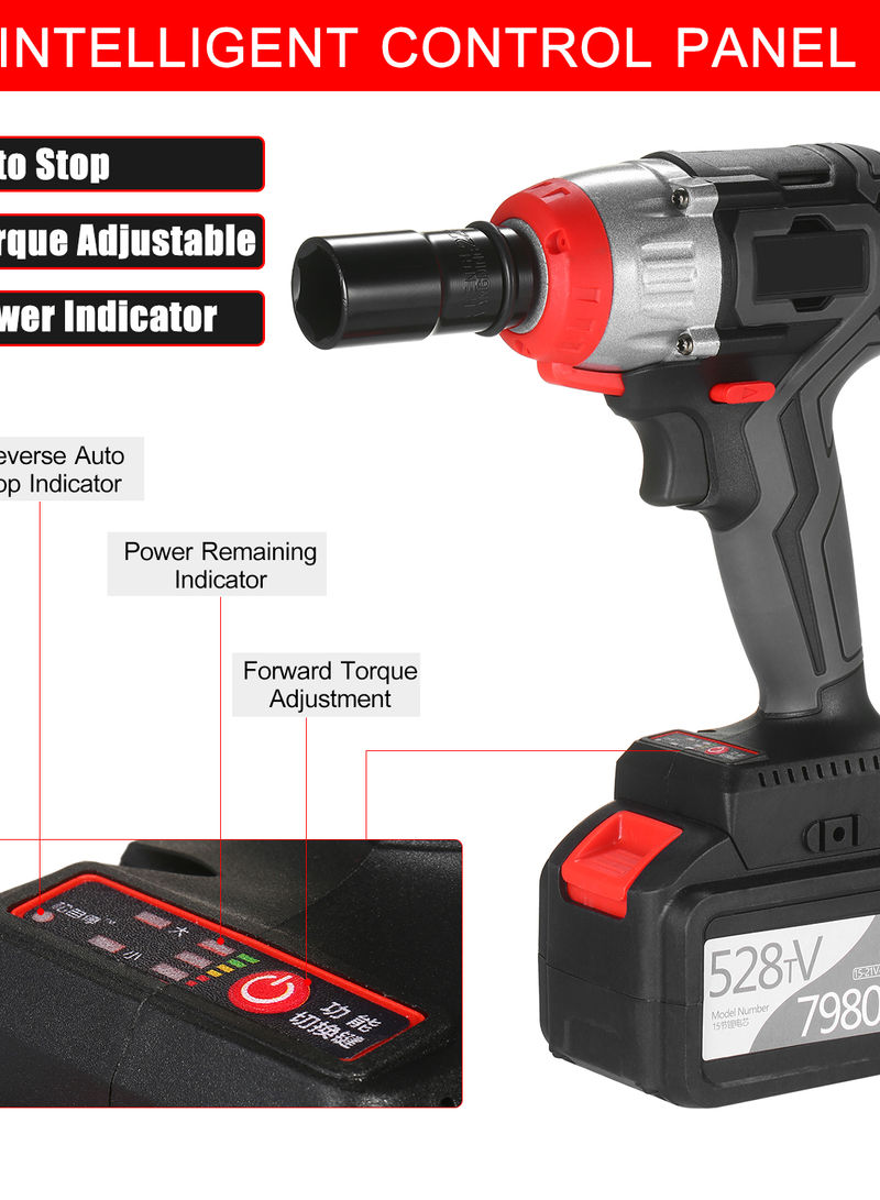 Cordless Multifunction Impact Wrench Kit With Carrying Case Black 40 x 10 x 31cm