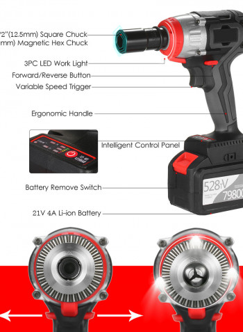 Cordless Multifunction Impact Wrench Kit With Carrying Case Black 40 x 10 x 31cm
