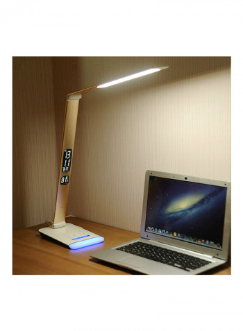 Folding Touch Button LED Table Lamp With LCD Display White/Gold 52 x 15 x 7centimeter