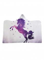 Cartoon Unicorn Hooded Blanket Cotton Multicolour 150x200centimeter