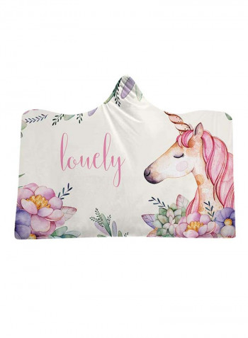 Cartoon Unicorn Hooded Blanket Cotton Multicolour 150x200centimeter
