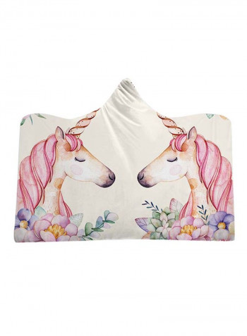 Cartoon Unicorn Hooded Blanket Cotton Multicolour 150x200centimeter