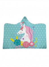 Cartoon Unicorn Hooded Blanket Cotton Multicolour 150x200centimeter