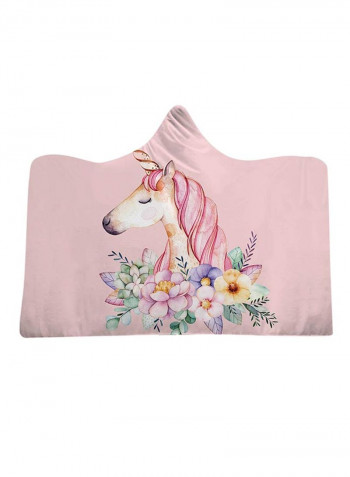 Cartoon Unicorn Hooded Blanket Cotton Pink 150x200centimeter