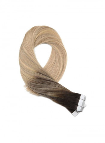 20-Piece Remy Seamless Unprocessed Hair Extension Beige/Brown 14inch