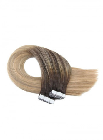 20-Piece Remy Seamless Unprocessed Hair Extension Beige/Brown 14inch