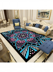 Retro Style Geometry Wear-Resistant Floor Mat Multicolour 120x160cm