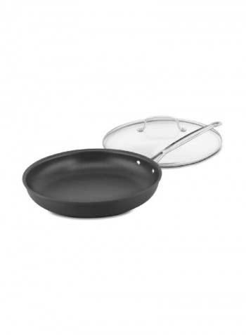 Nonstick Hard-Anodized Skillet With Lid Black/Clear 12inch