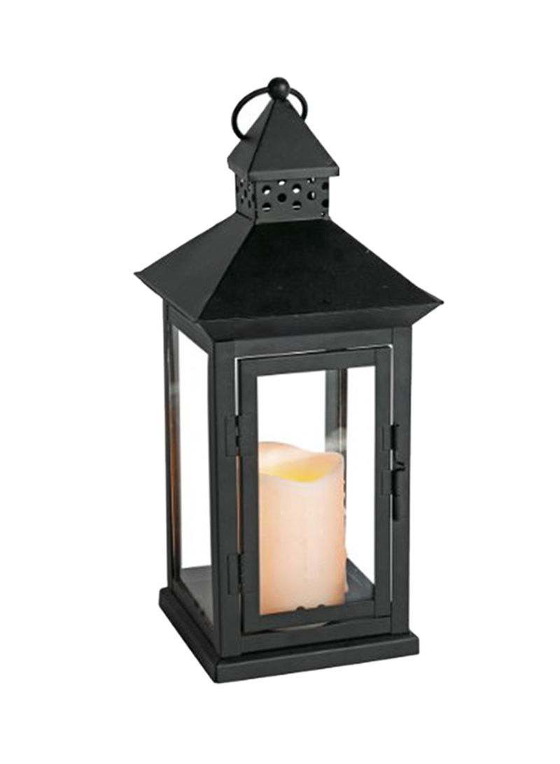 Everlasting Glow Indoor/Outdoor Lantern And LED Candle Black/White