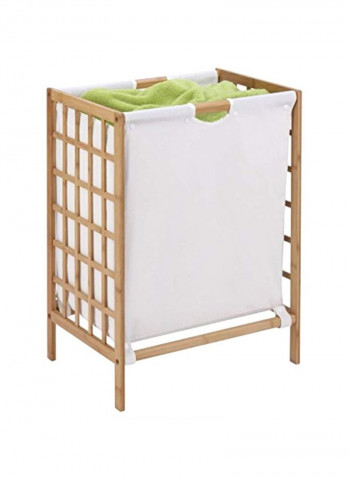 Bamboo Laundry Hamper With Natural Liner White/Beige 16x13x25inch