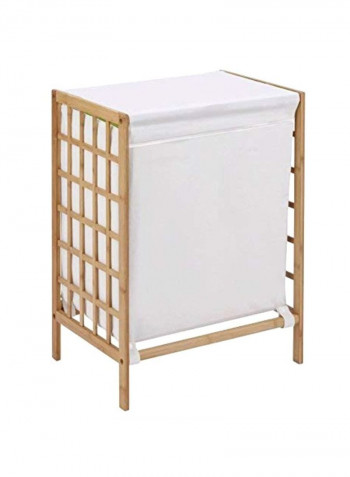 Bamboo Laundry Hamper With Natural Liner White/Beige 16x13x25inch