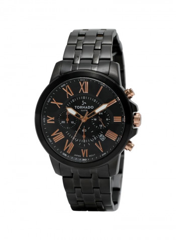 Men's Men's Watch Chronograph Display Black Dial Black Stainless Steel Bracelet - T6103-Bbbbk