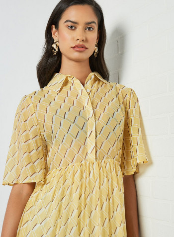 All-Over Printed Dress Yellow