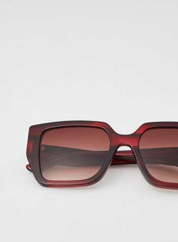 Women's Full Rim Acetate Modified Rectangle Sunglasses