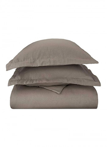 3-Piece Cotton Flannel Duvet Cover Set Grey King