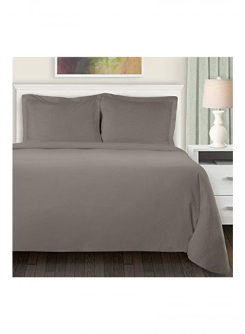 3-Piece Cotton Flannel Duvet Cover Set Grey King