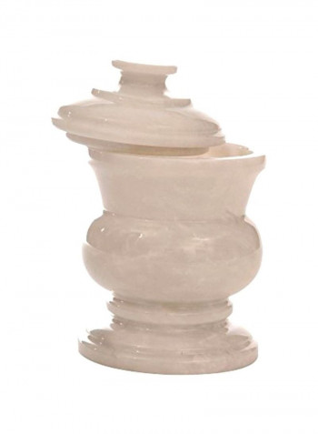 Polished Marble Jar Beige 3.25x3.5x5.75inch