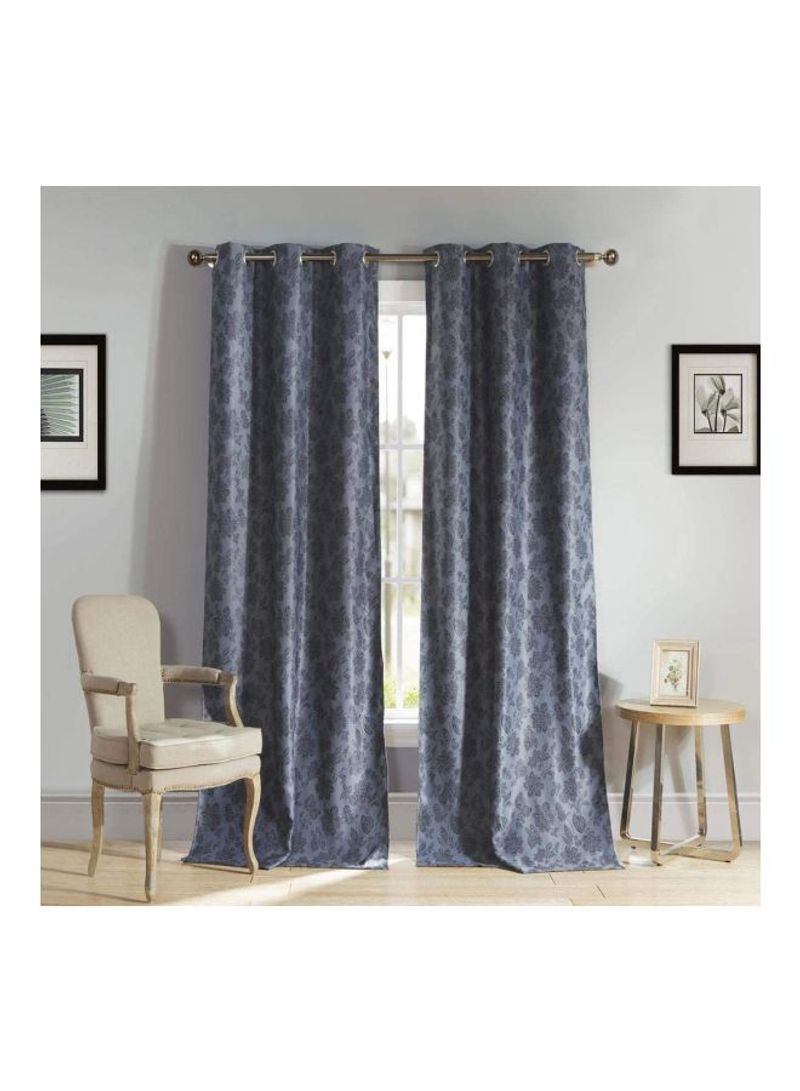 Set Of 2 Polyester Printed Window Curtain Slate Blue 84x54inch