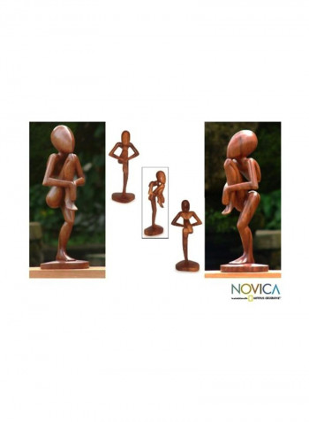 Single Prop Yoga Wood Statuette Brown 11.75x5x3.3inch