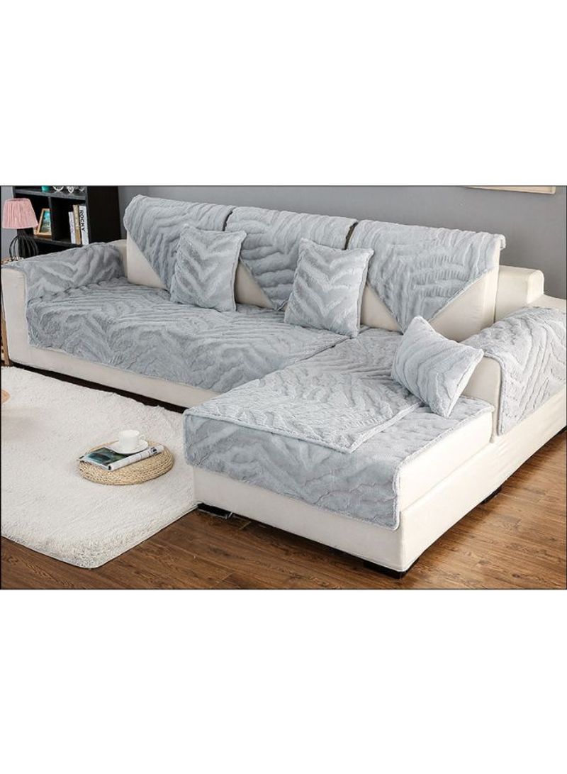 Anti-Slip Solid Pattern Sofa Slipcovers Grey