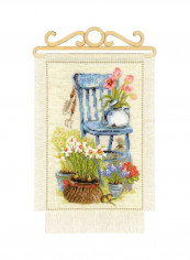 14-Piece Counted Cross Stitch Kit Beige/Blue/Green