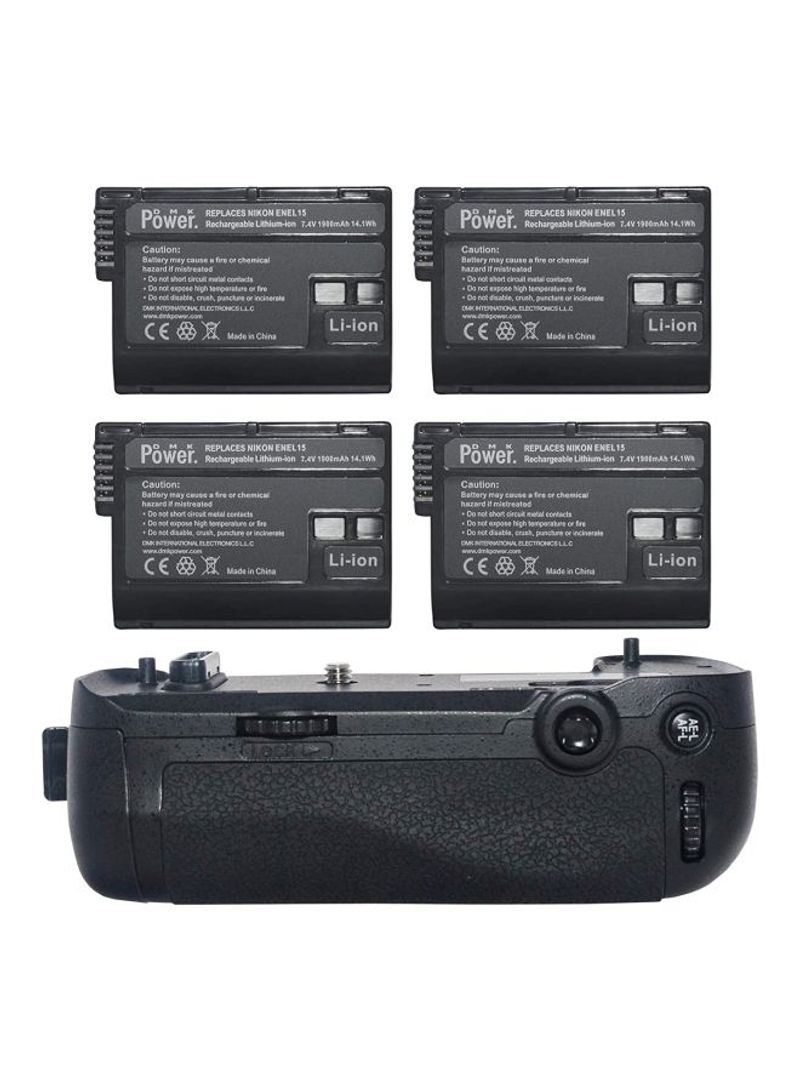 6-Piece Replacement Battery Grip Kit For Nikon D750 DSLR Camera Black