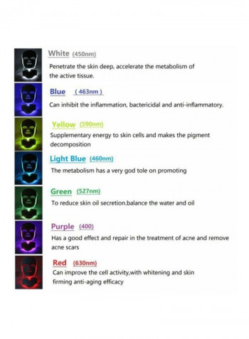 مجموعة قناع الوجه بضوء LED لتفتيح الوجه مع جهاز تحكم عن بعد، 7 قطع أبيض/أسود 230x200ملليمتر