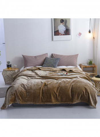 Soft Thicken Comfortable Bed Blanket Cotton Brown 200x230centimeter