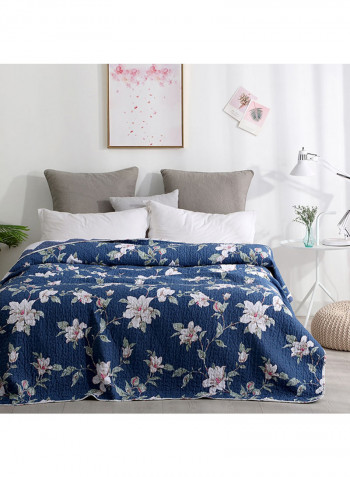 Soft Floral Pattern Bed Blanket Cotton Multicolour 200x220centimeter