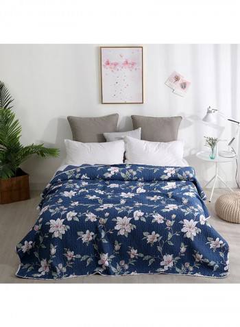 Soft Floral Pattern Bed Blanket Cotton Multicolour 200x220centimeter