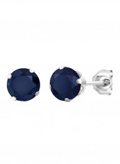 2.00 Carat Sapphire 925 Sterling Silver Round Stud Earrings