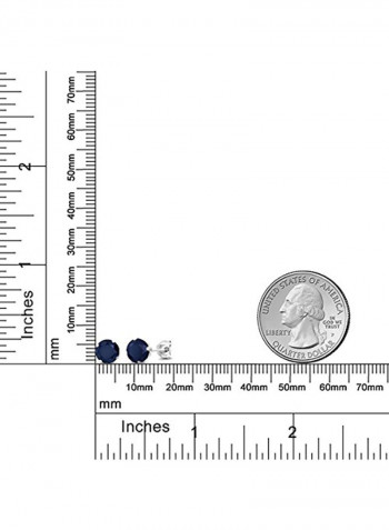 2.00 Carat Sapphire 925 Sterling Silver Round Stud Earrings