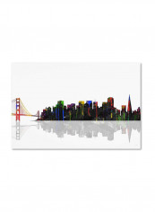 San Francisco California Skyline Canvas Wall Art Multicolour 16 x 24inch
